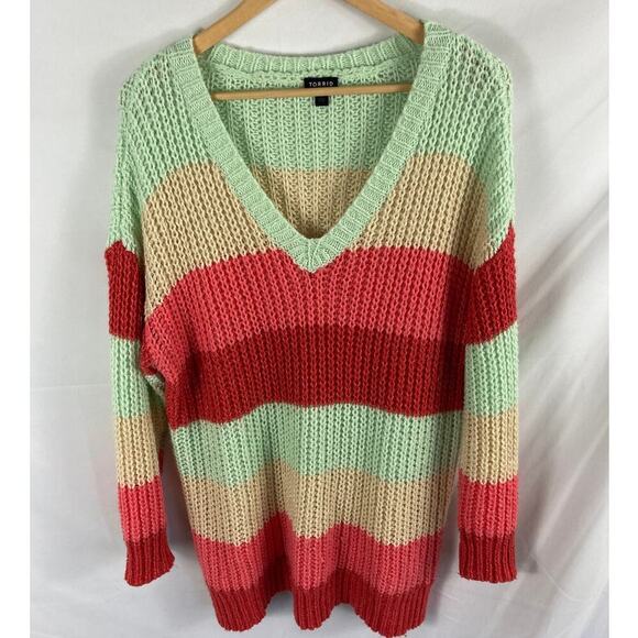 Torrid Multi Stripe Pullover Knit Sweater Size 1 / 1x - Picture 4 of 8